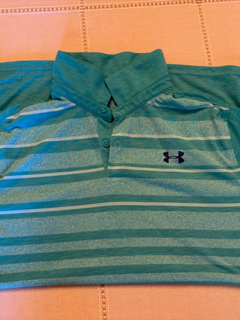 Under Armour Boys Teal & Aqua Striped Polo
